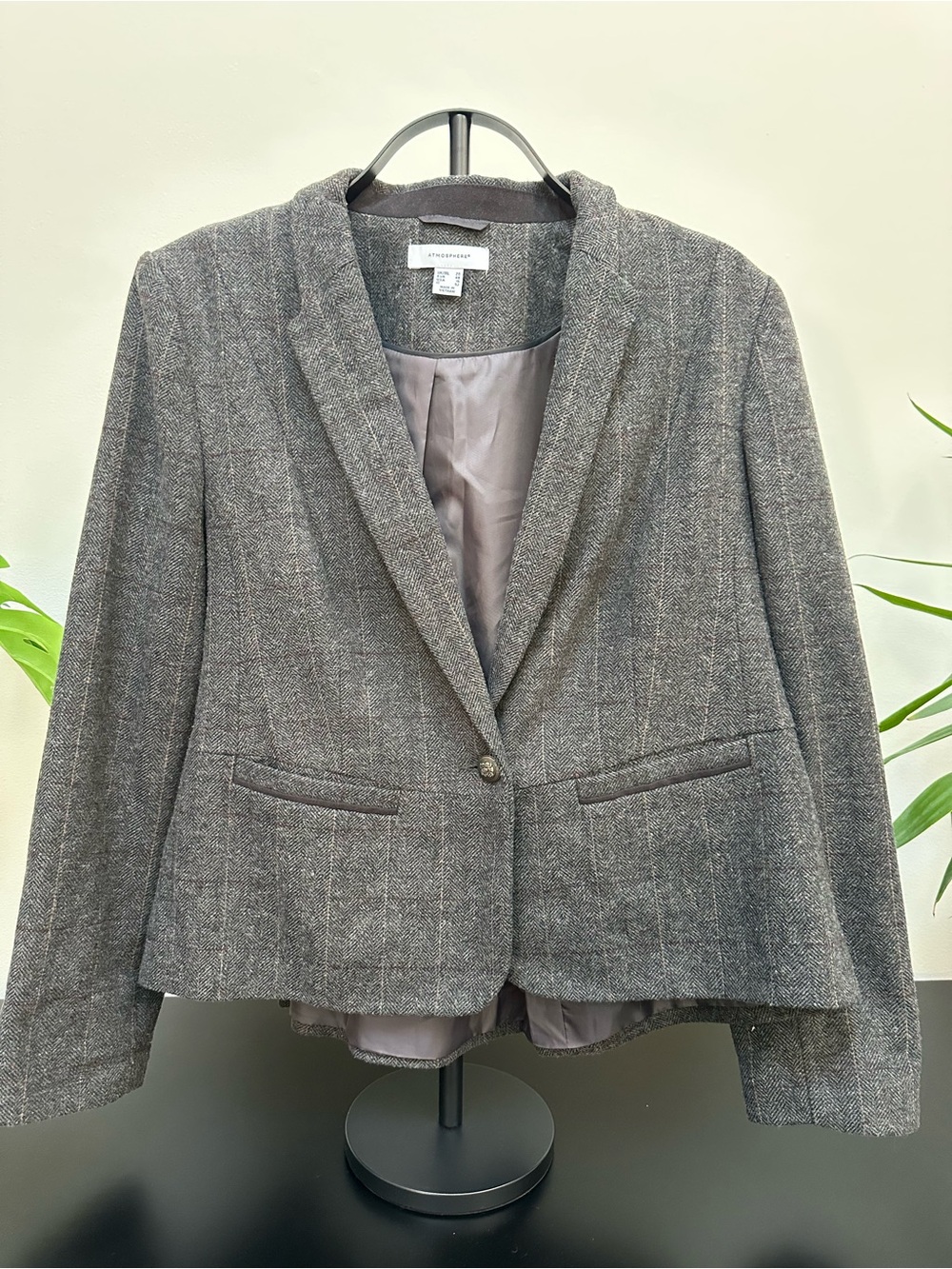 Atmosphere Gray Pinstripe Tailored Blazer